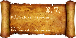 Mándoki Tivadar névjegykártya
